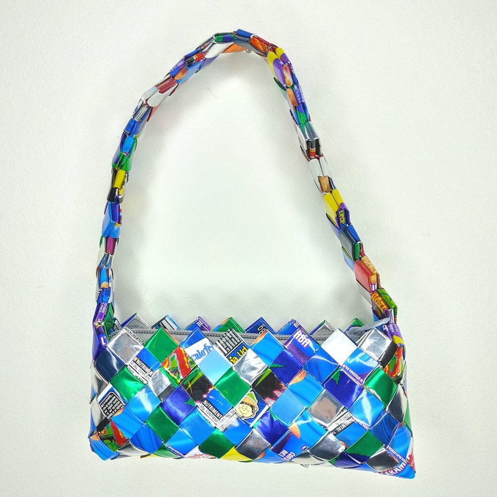 Handmade Upcycled Candy Wrapper Top Handle Handbag